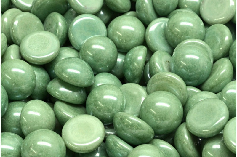Cabochon Beads, White Opal Luster Green Full Coated (02020-14459), Glass, Czech Republic