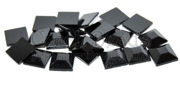 アウトレット 10グラム ガラスカボション、10 x 10 mm、ブラック(黒)、ガラス、チェコ共和国