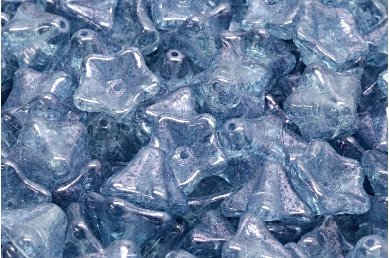 Petunia Flower Beads, Crystal Terracotta Blue (00030-15464), Glass, Czech Republic