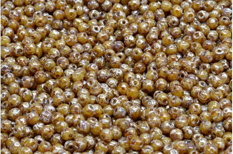 圆形德鲁克珠,蛋白石粉色毕加索 (71111-43400),玻璃,捷克共和国
