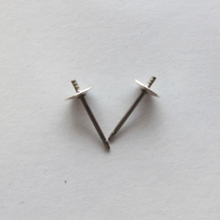 Earring Post Titanium With Pad And With Peg For Half-Hole Pearls (5 mm)