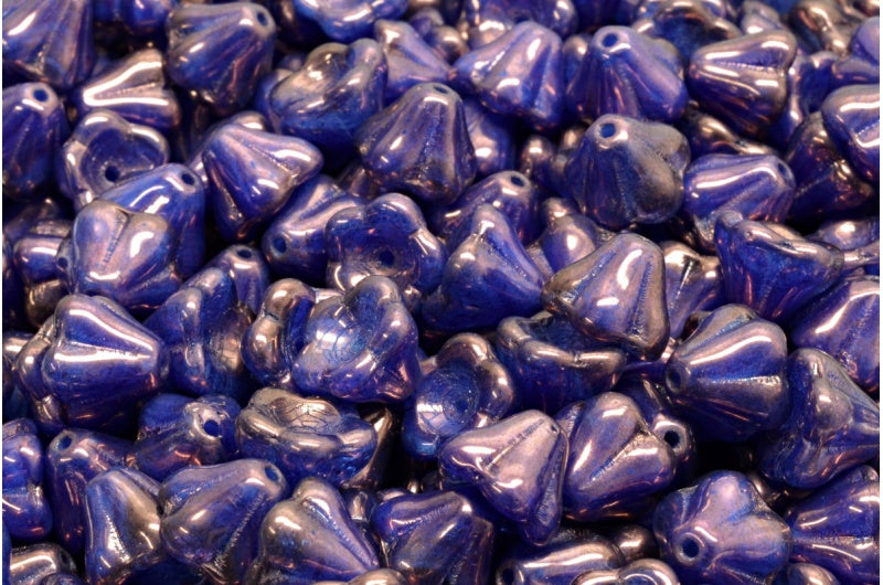 Bell Flower Beads, R0332 Purple (R0332-15726), Glass, Czech Republic