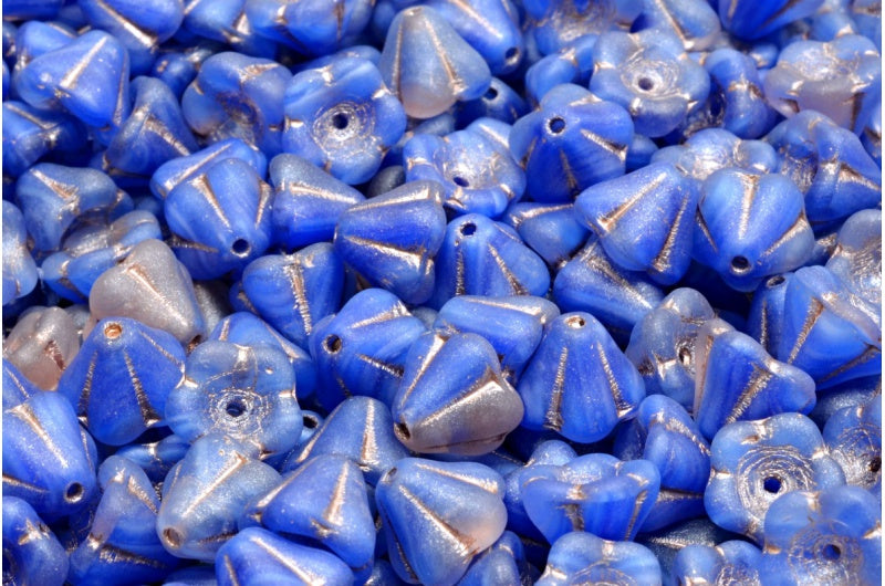 OUTLET 10 grams Bell Flower Beads, 6 x 8 mm, R0332 Matte Copper Lined (R0332-84100-54324), Glass, Czech Republic