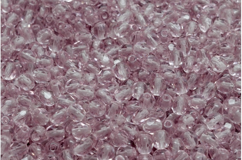 OUTLET 10 grams Faceted Round Fire Polished Beads, 4 x 4 mm, Transparent Light Amethyst (20030), Glass, Czech Republic