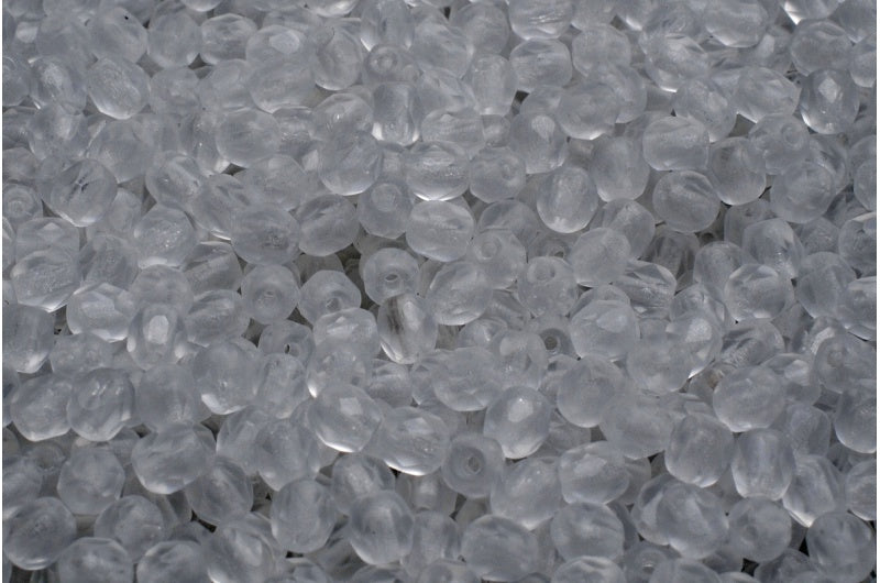 ファセットラウンドファイアポリッシュビーズ、クリスタルマット(00030-84100)、ガラス、チェコ共和国