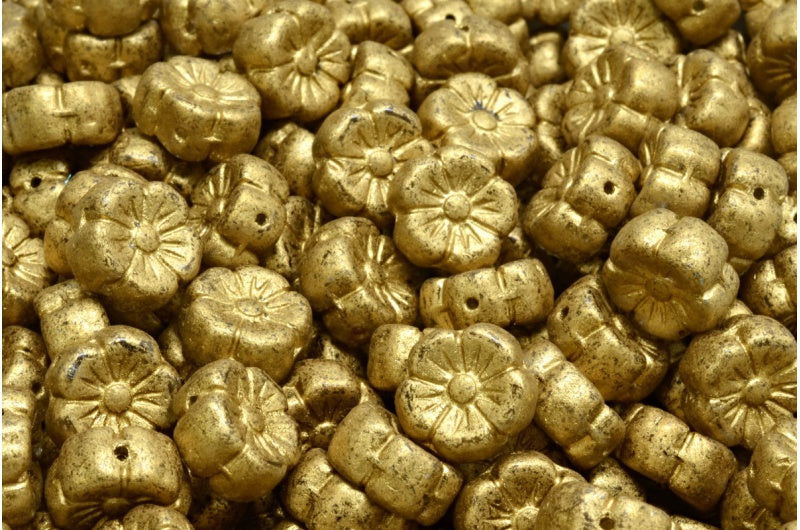 Mallow Flower, Crystal Dirty Gold (00030-04302), Glass, Czech Republic