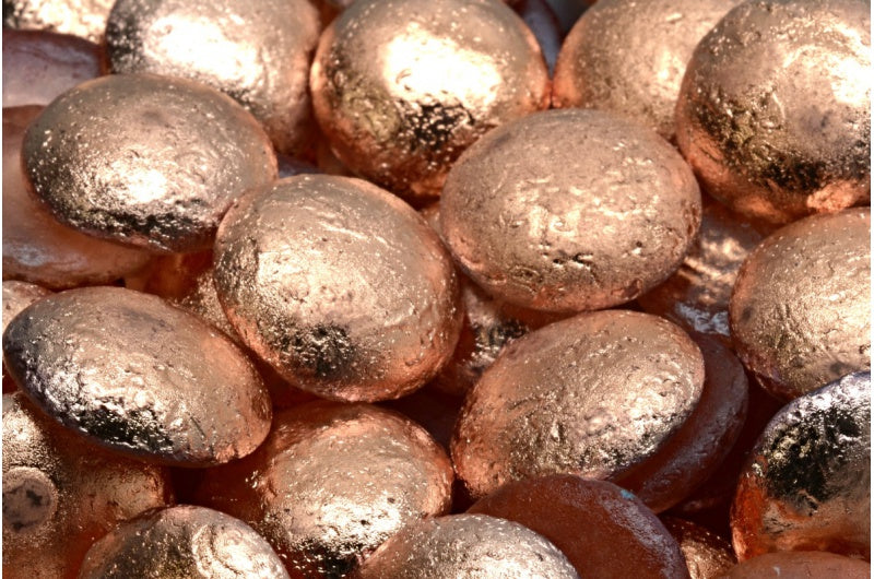 カボションビーズ、クリスタルエッチングローズゴールドカプリ(00030-ETCH-27101)、ガラス、チェコ共和国