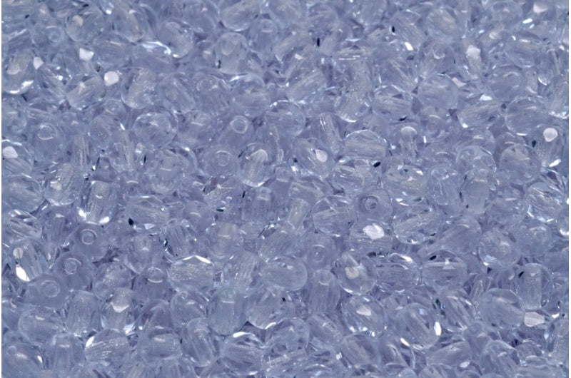 刻面圆形火抛光珠,透明浅紫水晶 (20210),玻璃,捷克共和国