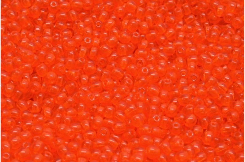 Round Druck Beads, Transparent Orange (90030), Glass, Czech Republic