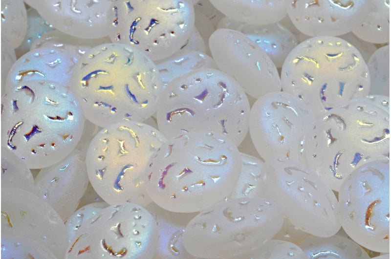 レンズ豆ビーズ(飾り付き)、クリスタルマットABフル(2Xサイド)(00030-84100-28703)、ガラス、チェコ共和国