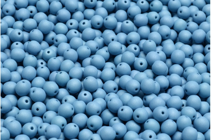 Round Druck Beads, White 29567 (02010-29567), Glass, Czech Republic