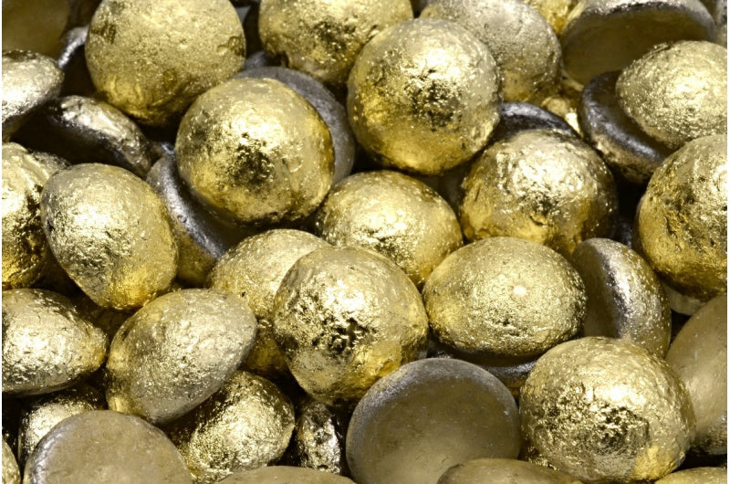 OUTLET 10 grams Cabochon Beads, 14 x 14 mm, Crystal Etched Gold (00030-etch-26441), Glass, Czech Republic