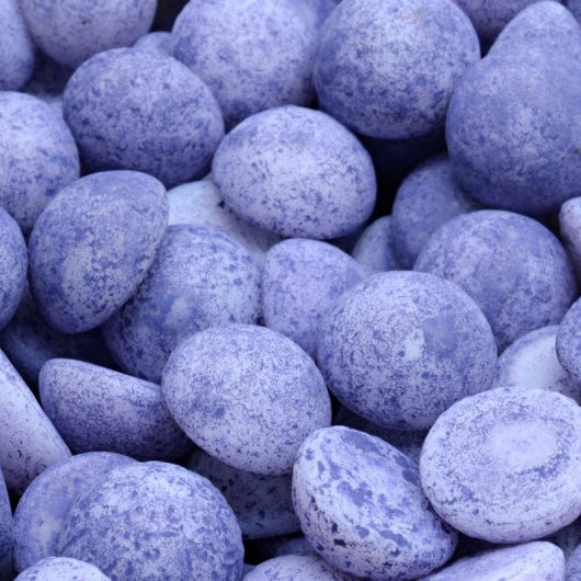 OUTLET 10 grams Cabochon Beads, 12 x 12 mm, White Etched Blue Lined (02010-etch-54325), Glass, Czech Republic