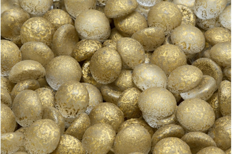 カボションビーズ、クリスタルエッチングゴールドライン(00030-etch-54302)、ガラス、チェコ共和国