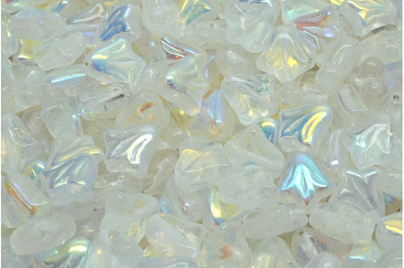 ユリの花のビーズ、クリスタルAb(00030-28701)、ガラス、チェコ共和国