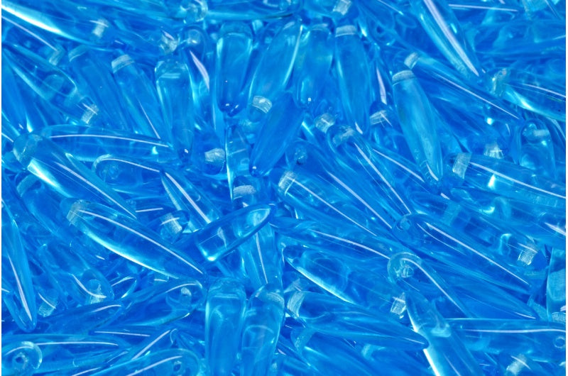 Thorn Beads, Transparent Aqua (60020), Glass, Czech Republic