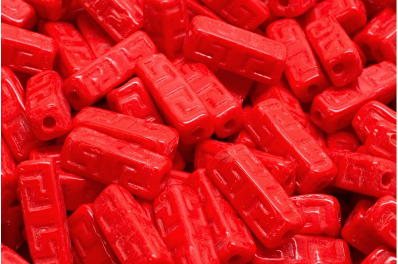 凯尔特块珠大孔,不透明红色 (93200),玻璃,捷克共和国