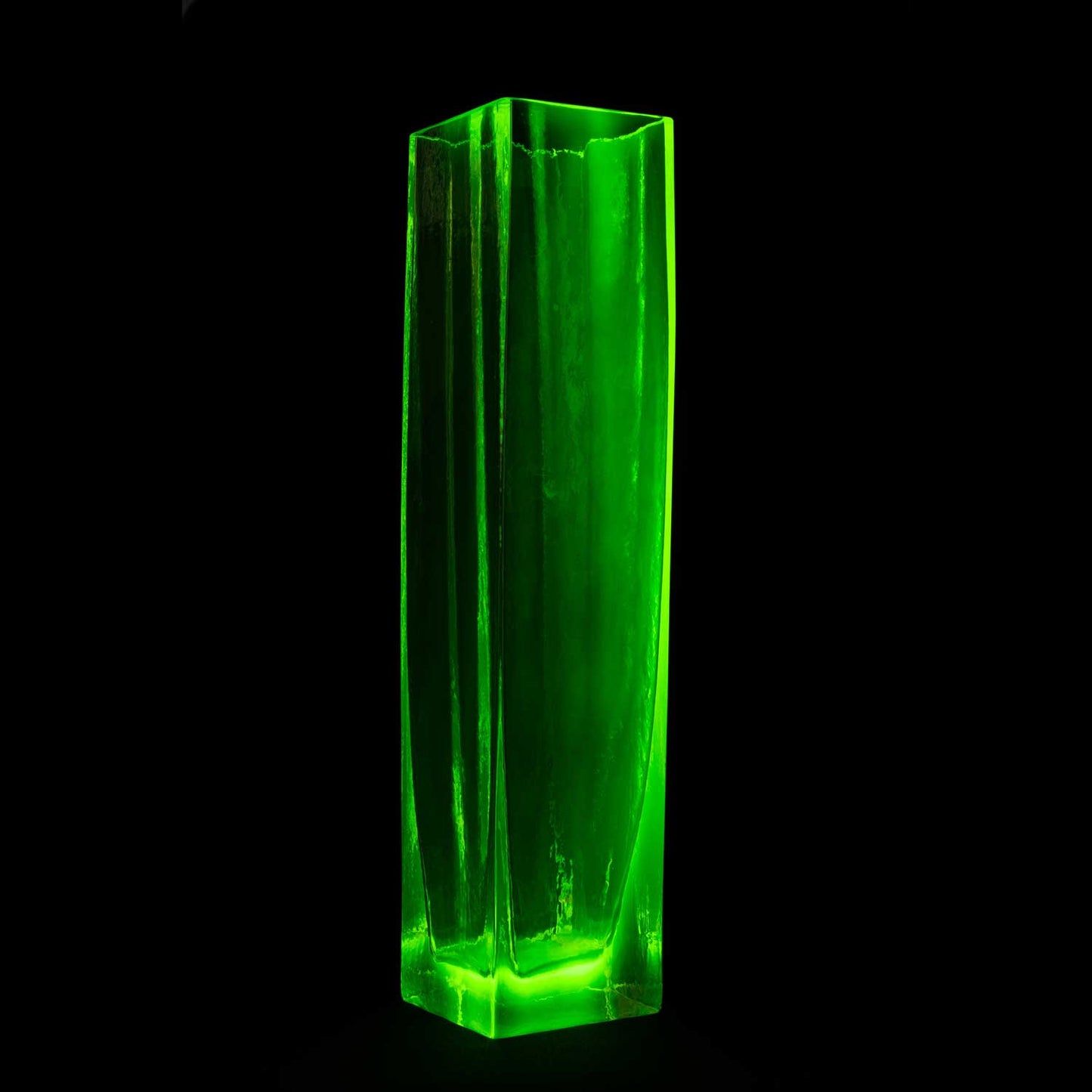 Uranium Glass Vase - Hand Blown Squared, Glass, Czech Republic