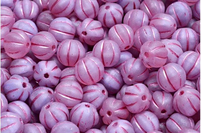 メロンビーズ、36018 マットピンクライン(36018-84100-54321)、ガラス、チェコ共和国