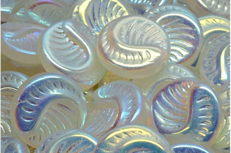 Fossil Coin Beads, Crystal Ab Full (2X Side) (00030-28703), Glass, Czech Republic