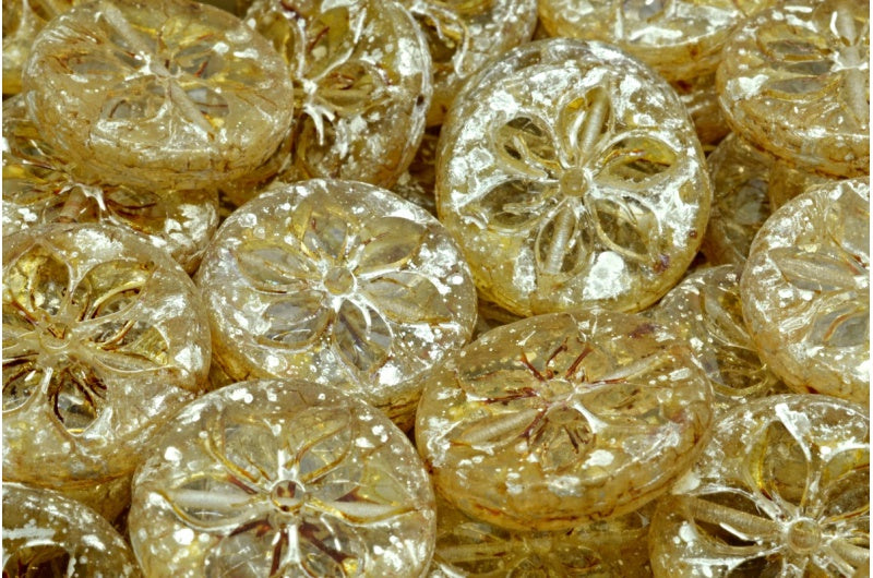 桌切花币形珠子,塞内加尔水晶银 (00030-15681),玻璃,捷克共和国