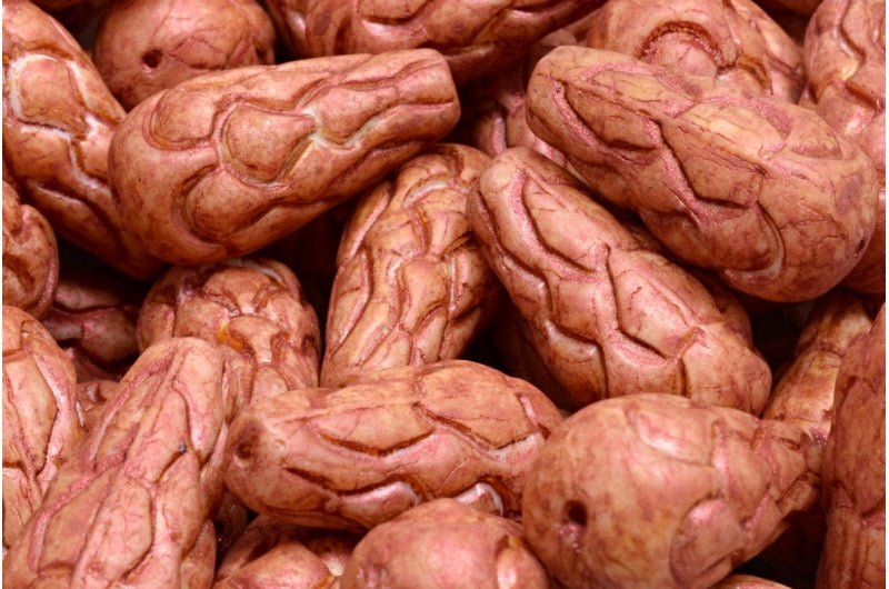 松ぼっくりビーズ、白銅光沢斑点(02010-65324)、ガラス、チェコ共和国