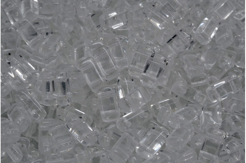 2穴プレスタイルビーズ、クリスタル(00030)、ガラス、チェコ共和国