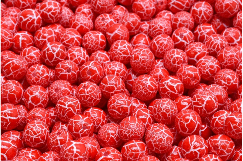 ラウンドドラックビーズ、チョークホワイトホワイトブラック(03000-24610)、ガラス、チェコ共和国