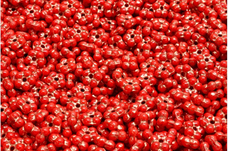 忘れな草ビーズ、赤銅線入り(93180-54318)、ガラス、チェコ共和国