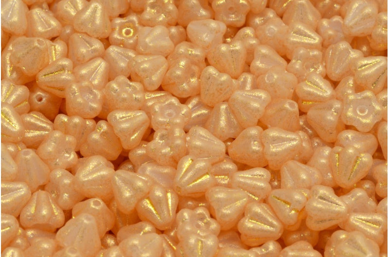 Bell Flower Beads, White 79410 (02010-79410), Glass, Czech Republic