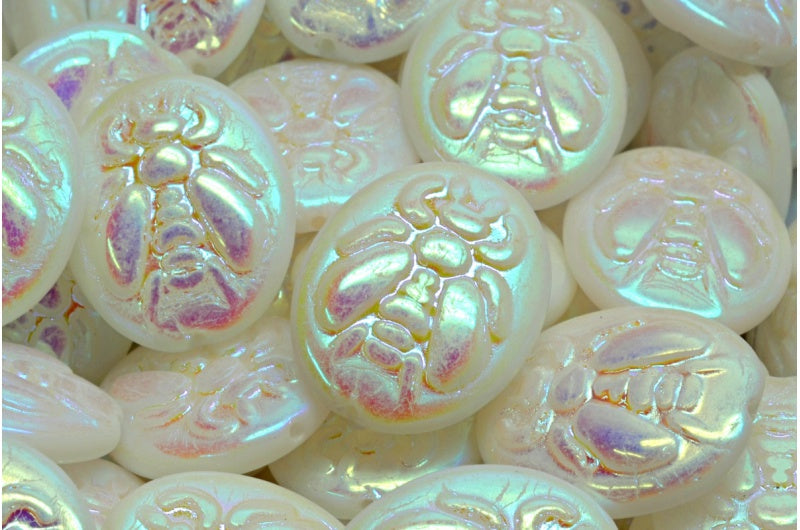 OUTLET 10 grams Bee Beads, 22 x 18 mm, White Ab Full (2X Side) (02010-28703), Glass, Czech Republic