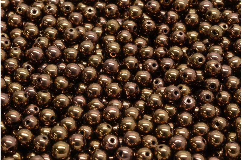 圆形 Druck 珠子,黑色光泽紫罗兰全涂层 (23980-14496),玻璃,捷克共和国