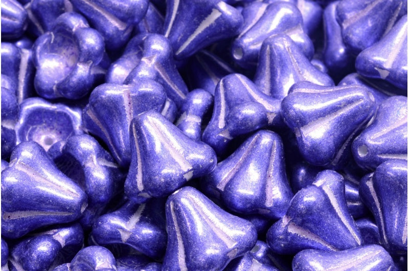 OUTLET 10 grams Bell Flower Beads, 11 x 13 mm, White Opal 32035 42000 (02020-32035-42000), Glass, Czech Republic