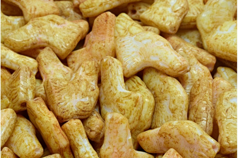 犬の頭のビーズ、ホワイトトラバーチン(02010-86800)、ガラス、チェコ共和国