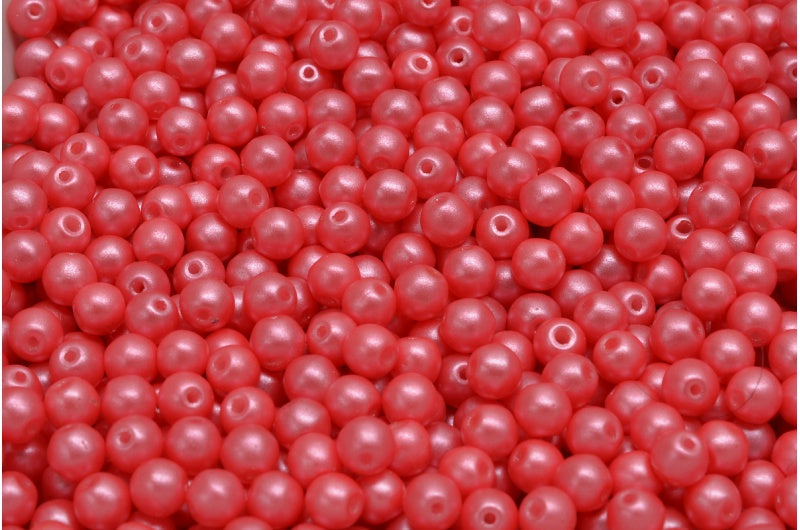 ラウンドドラックビーズ、ホワイト 24003 (02010-24003)、ガラス、チェコ共和国