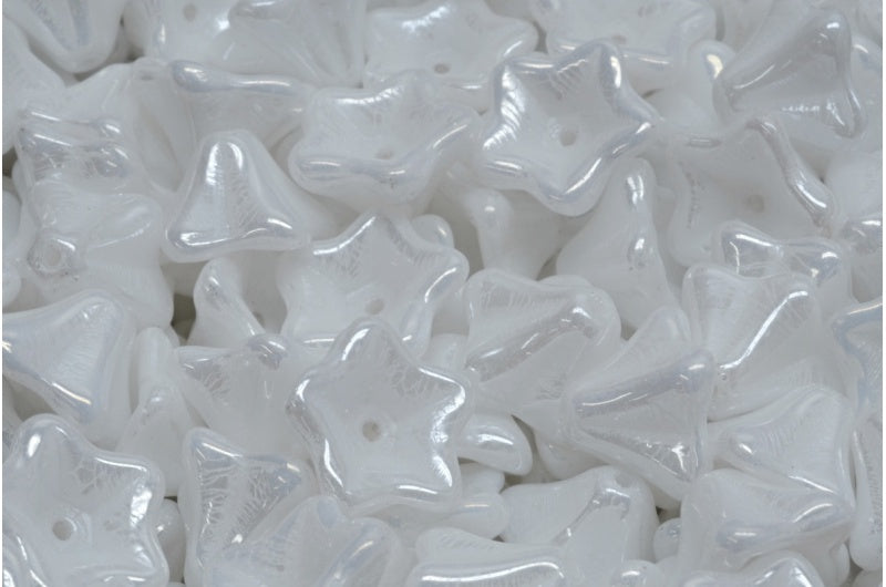 Petunia Flower Beads, White 21402 (02010-21402), Glass, Czech Republic