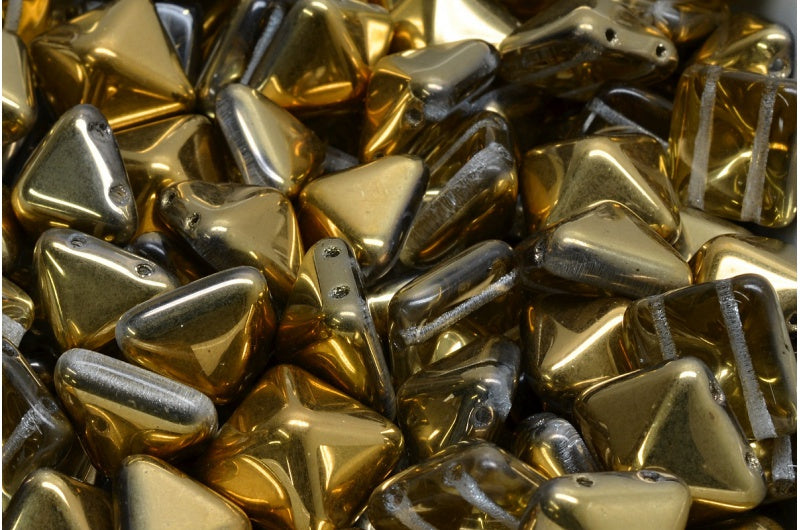 ピラミッドスタッドビーズ、クリスタルゴールド(00030-26441)、ガラス、チェコ共和国