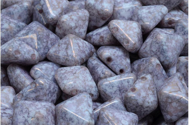 ピラミッドスタッドビーズ、ホワイトテラコッタ銅(02010-15435)、ガラス、チェコ共和国