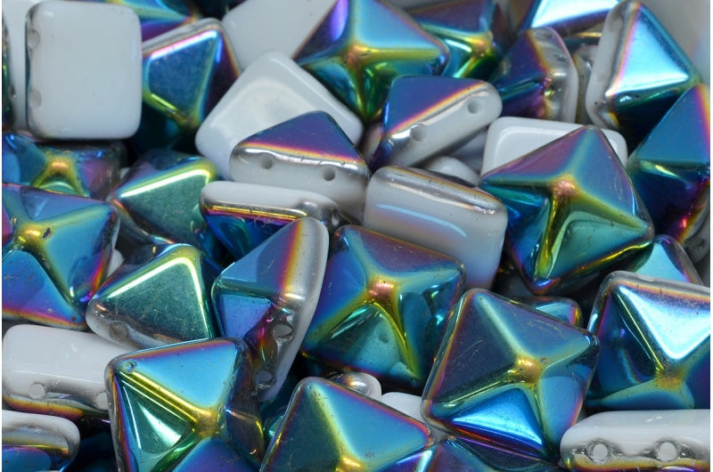 ピラミッドスタッドビーズ、ホワイト 28137 (02010-28137)、ガラス、チェコ共和国