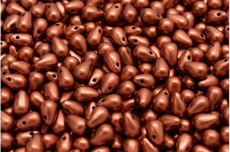 ドロップビーズ、クリスタルコッパーマット(00030-01750)、ガラス、チェコ共和国