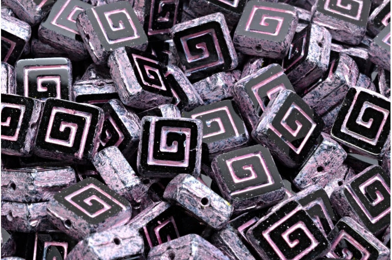 テーブルカット ケルトスクエアビーズ、ブラック 4321 (23980-04321)、ガラス、チェコ共和国