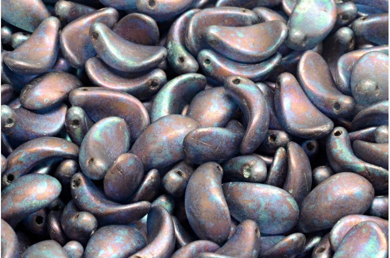 Curved Petal Beads, Crystal Matte Nebula (00030-84100-15001), Glass, Czech Republic