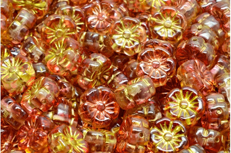 锦葵花,水晶金线红橙(00030-54302-48001),玻璃,捷克共和国