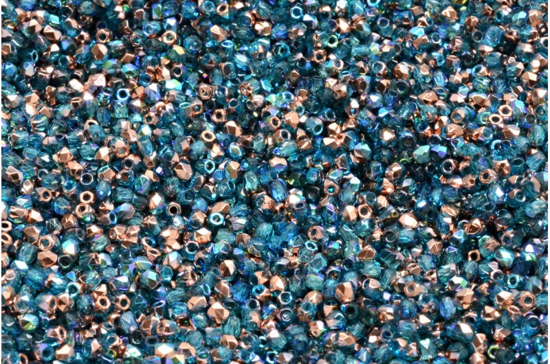 ファイアポリッシュファセットビーズラウンド、透明アクア98533(60020-98533)、ボヘミアクリスタルガラス、チェコ共和国