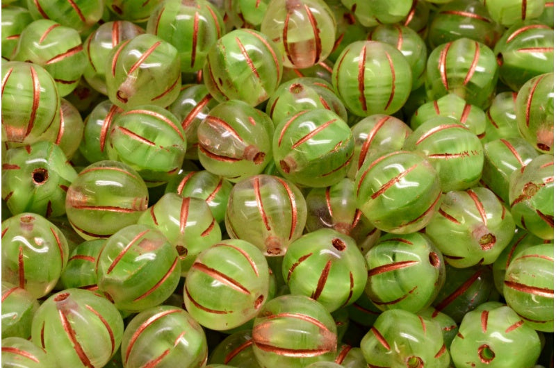 メロンビーズ、56016 銅線入り (56016-54319)、ガラス、チェコ共和国