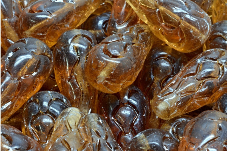 Pinecone Beads, Transparent Brown (10210), Glass, Czech Republic