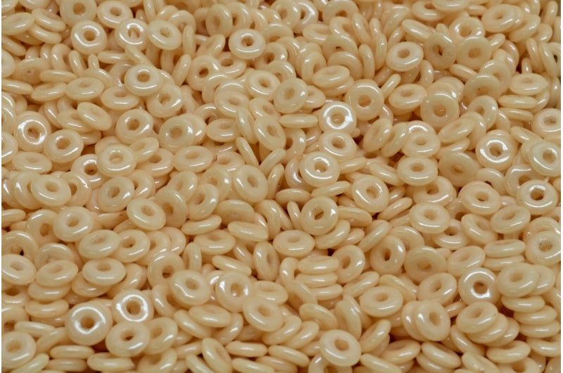 Fish Ring Beads, White Luster Brown Full Coated (02010-14413), Glass, Czech Republic