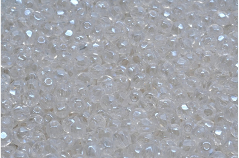 多面圆形火抛光珠,水晶 21402 (00030-21402),玻璃,捷克共和国