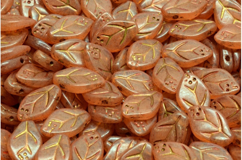 Cherry Leaf Beads, Crystal Gold Lined 20003 (00030-54302-20003), Glass, Czech Republic