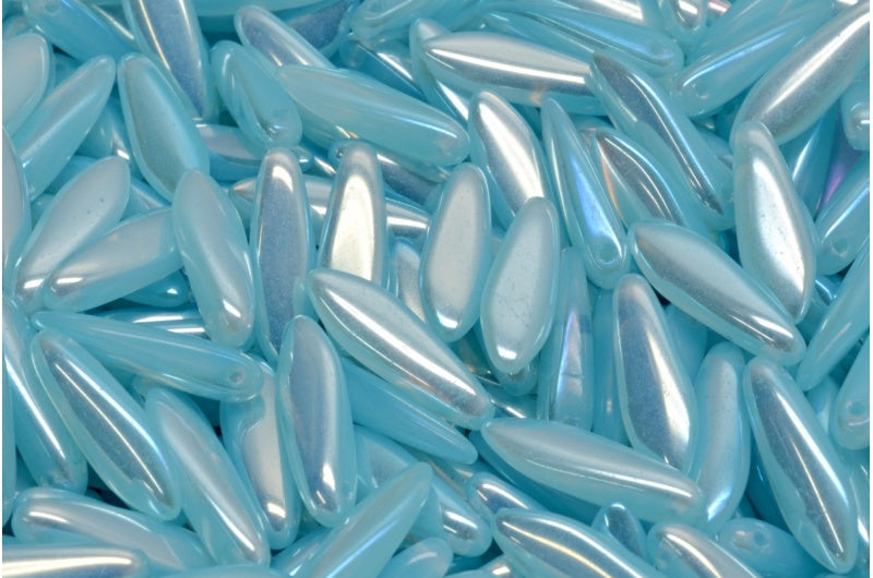 Dagger Beads, Opal Aqua 28303 (61000-28303), Glass, Czech Republic